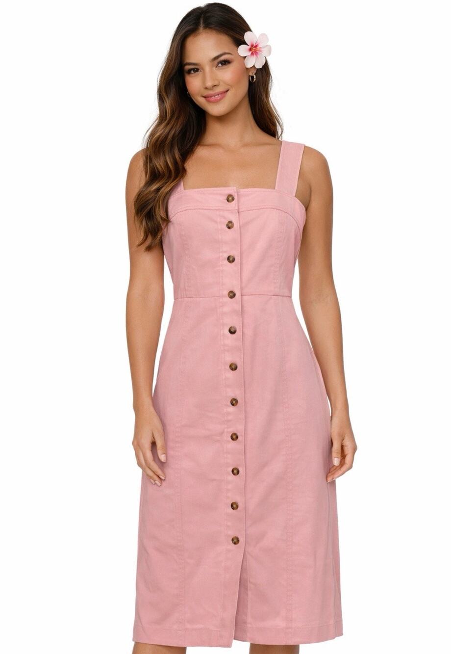 Hunter Bell Button-Up Midi Dress Sloan Pink Pale Blush Cotton Size 4